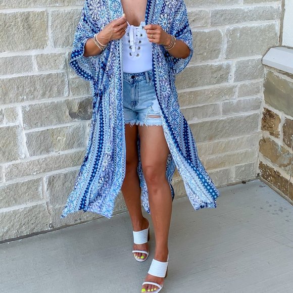 California Coast Kimono Duster Blue - Picture 6 of 7